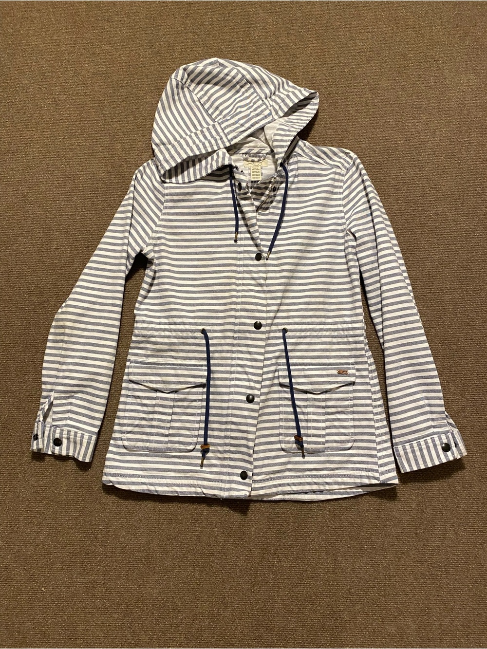 Levi's Navy & White Striped Hooded Jean Jacket
